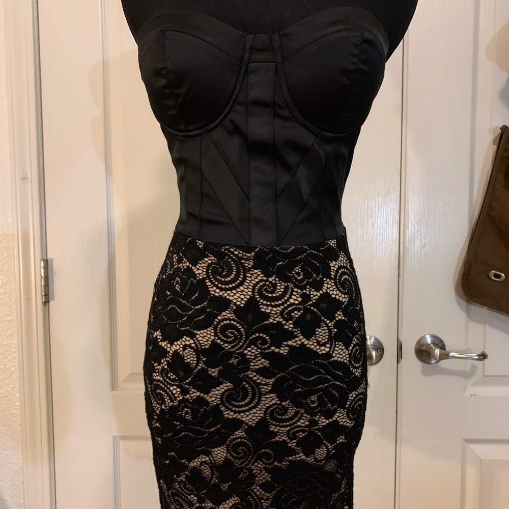 BEBE Black lace cocktail dress